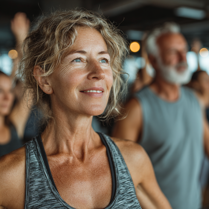 Літня людина займається фітнесом